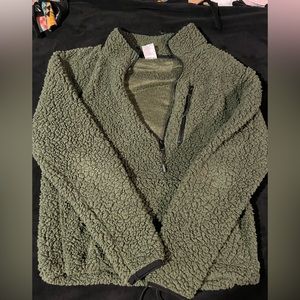Olive Green 1/4 Zip w/ cinch bottom